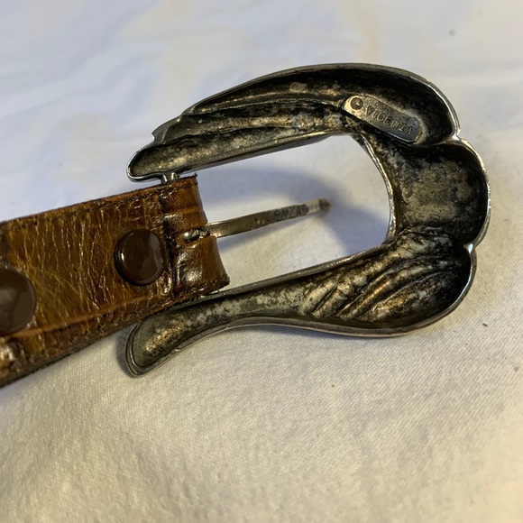 VICENZA Sport tan croc embossed leather belt 28 main image 9